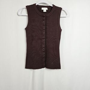 House of Harlow 1960 Ribbed Knit Sleeveless Vest in Chocolate Brown - Size XS